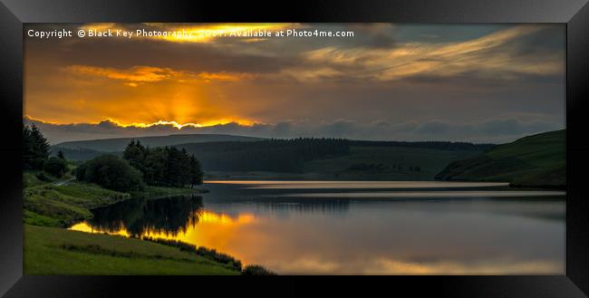 Sunset and Reflections, Llyn Clywedog, Powys Framed Print by Black Key Photography