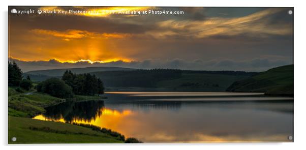 Sunset and Reflections, Llyn Clywedog, Powys Acrylic by Black Key Photography