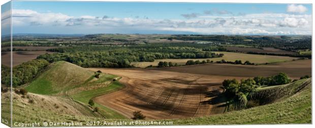 Harvested field from Cley Hill Canvas Print by Dan Hopkins