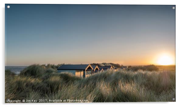 Brancaster Beach Huts Sunrise Norfolk Acrylic by Jim Key