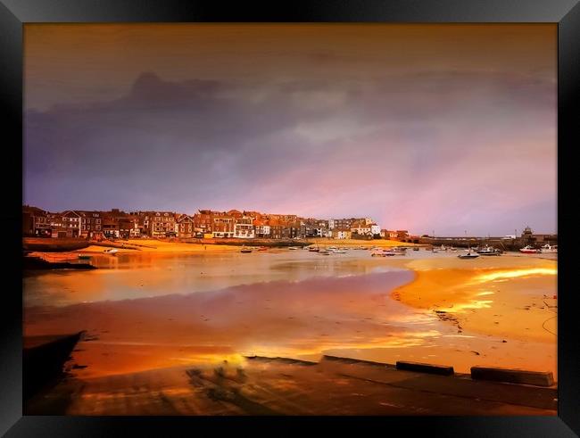 Glowing Autumnal St Ives Framed Print by Beryl Curran
