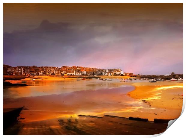 Glowing Autumnal St Ives Print by Beryl Curran