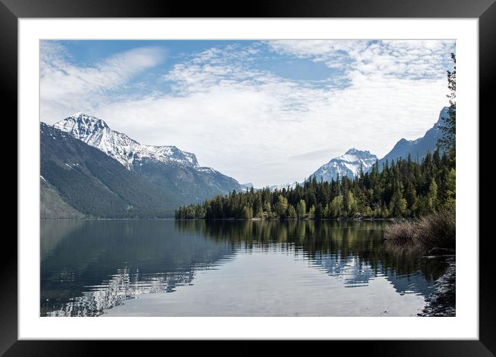 Lake McDonald with Forest and Mountain Reflections Framed Mounted Print by Janet Mann