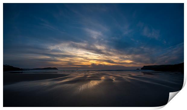 Wet Sand Sunset - Polzeath  Print by Jon Rendle