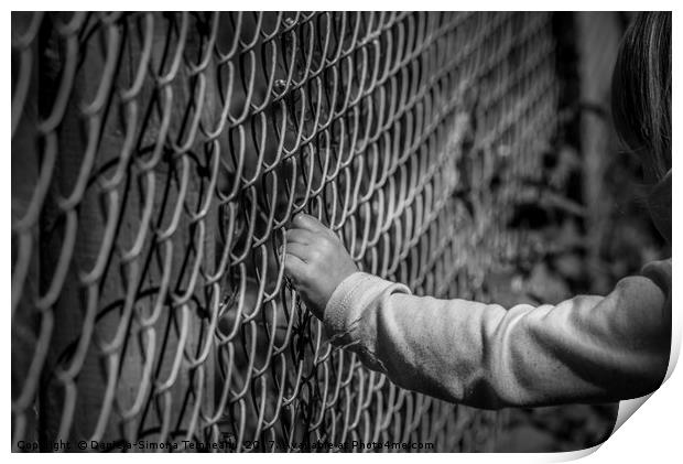 Little girl hand holding fence Print by Daniela Simona Temneanu