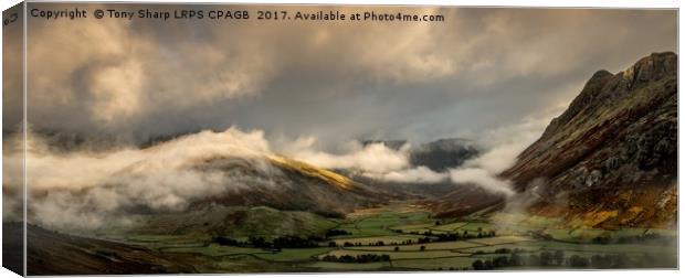 GREAT LANGDALE, CUMBRIA IN EARLY MORNING MIST Canvas Print by Tony Sharp LRPS CPAGB