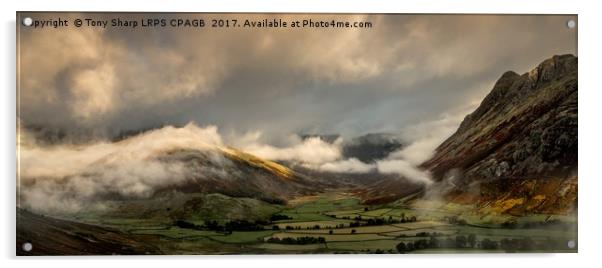 GREAT LANGDALE, CUMBRIA IN EARLY MORNING MIST Acrylic by Tony Sharp LRPS CPAGB