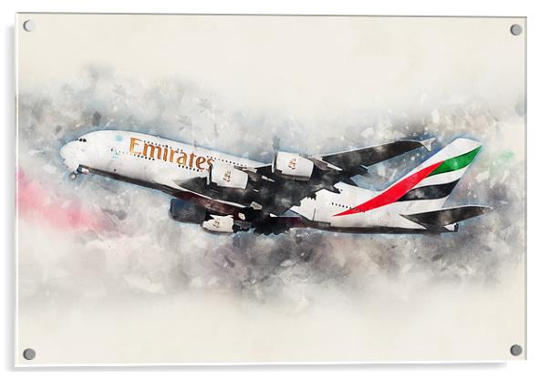 Emirates A380 - Painting Acrylic by J Biggadike