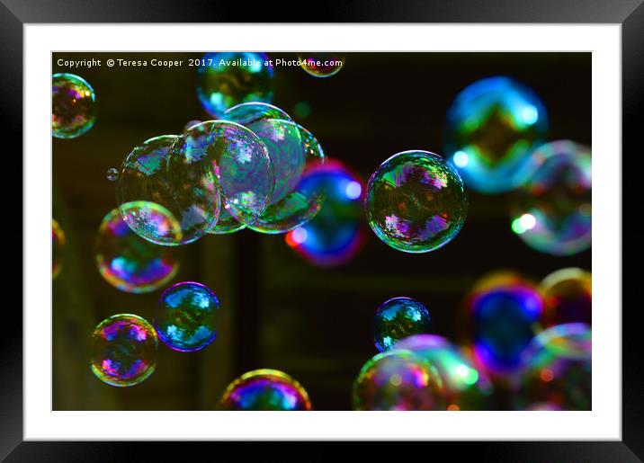 Blowing Bubbles Floating in the Air Framed Mounted Print by Teresa Cooper