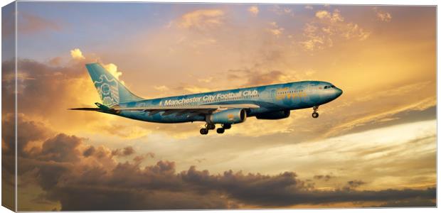 Ethihad A330 A6-EYE,  Manchester City Canvas Print by Aircraft Nation