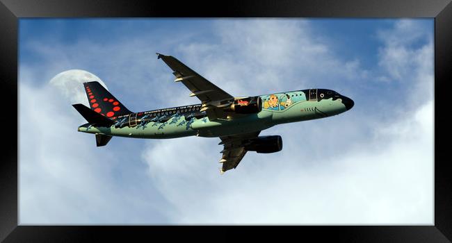 Brussels Airlines A320 'Tin Tin' Framed Print by Aircraft Nation