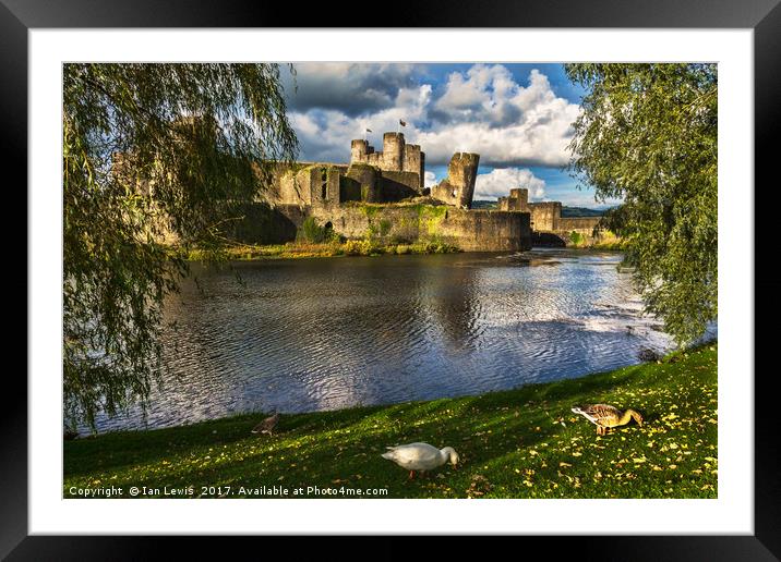 Late Afternoon At Caerphilly Castle Framed Mounted Print by Ian Lewis