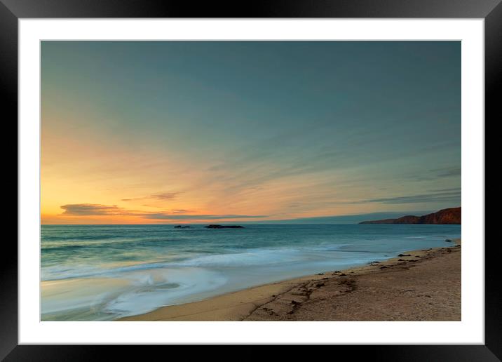 Sandwood Bay at Sunset Framed Mounted Print by Derek Beattie