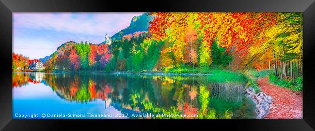 Autumn forest reflected in the water lake Framed Print by Daniela Simona Temneanu
