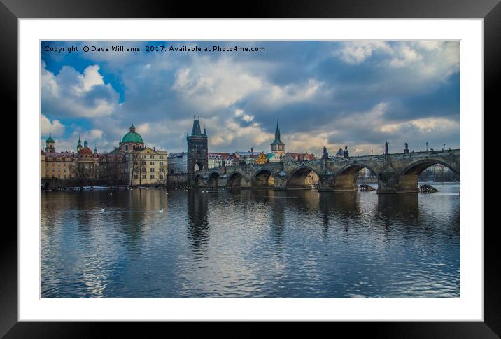 The Charles Bridge, Prague Framed Mounted Print by Dave Williams