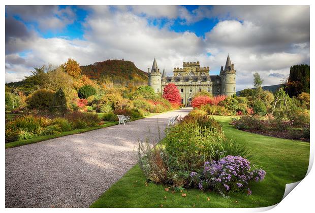 Inveraray Castle Garden in Autumn Print by Grant Glendinning