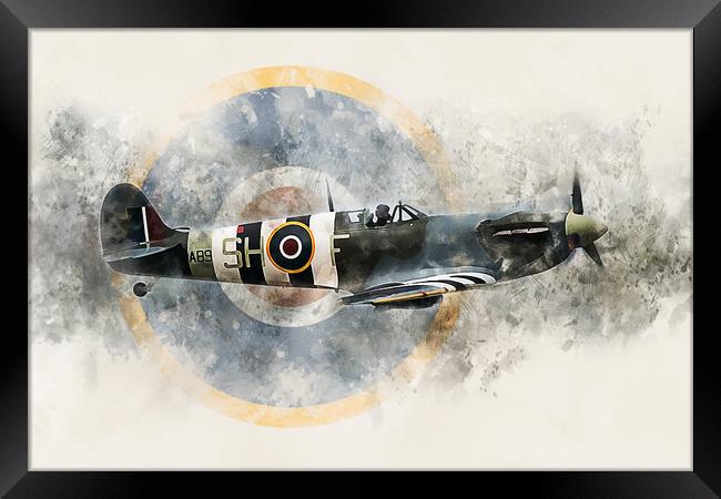 Supermarine Spitfire AB910 - Painting Framed Print by J Biggadike