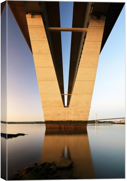 Under the Queensferry Crossing Bridge Canvas Print by Grant Glendinning