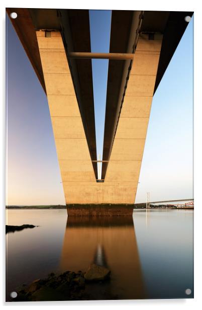 Under the Queensferry Crossing Bridge Acrylic by Grant Glendinning