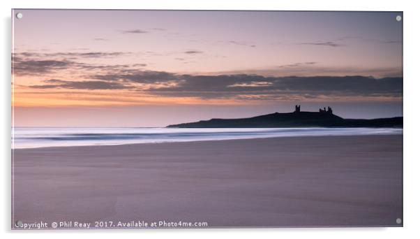 Dunstanburgh Castle at sunrise Acrylic by Phil Reay