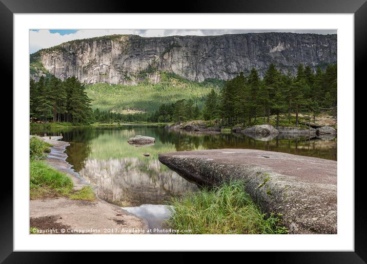 nature norway with mountains reflection in water Framed Mounted Print by Chris Willemsen