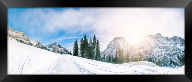 Alpine road through the snow Framed Print by Daniela Simona Temneanu