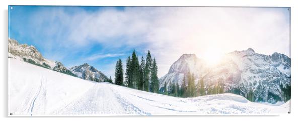 Alpine road through the snow Acrylic by Daniela Simona Temneanu