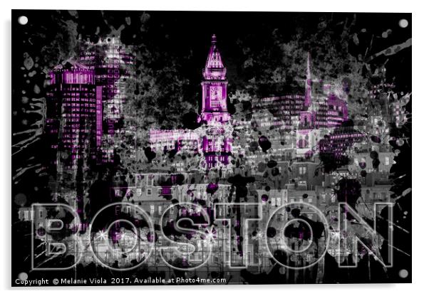 Pop Art BOSTON Skyline | purple Acrylic by Melanie Viola