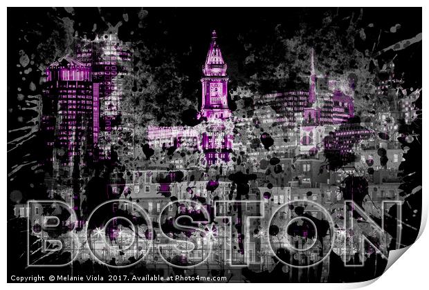 Pop Art BOSTON Skyline | purple Print by Melanie Viola