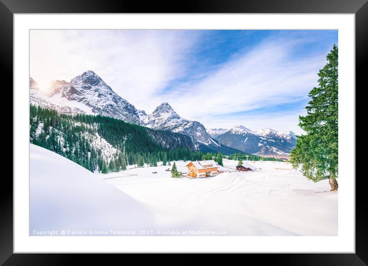 Alpine village in winter decor Framed Mounted Print by Daniela Simona Temneanu