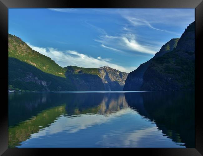 Aurlandsfjorden and Reflections Framed Print by John Iddles