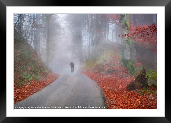 Autumn forest shrouded by cold fog Framed Mounted Print by Daniela Simona Temneanu