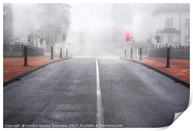 Boulevard in Slovenia surrounded by mist Print by Daniela Simona Temneanu