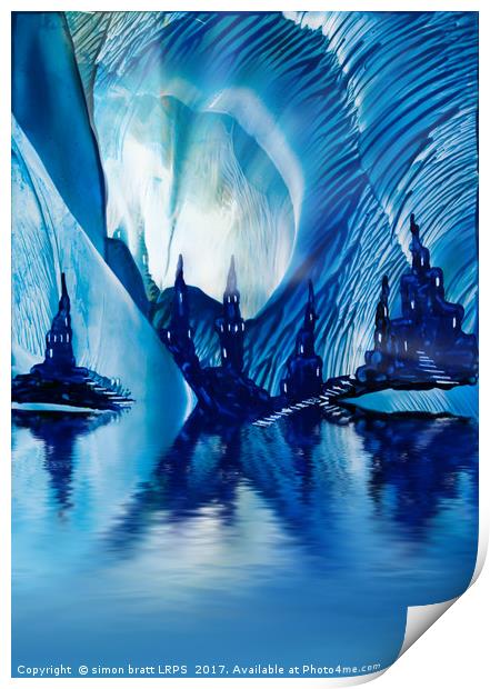 Subterranean Castles wax painting in blue Print by Simon Bratt LRPS