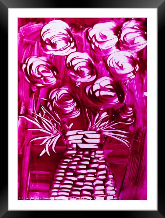 Roses in pink with wicker vase Framed Mounted Print by Simon Bratt LRPS