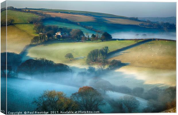 Misty Devon Landscape Canvas Print by Paul F Prestidge