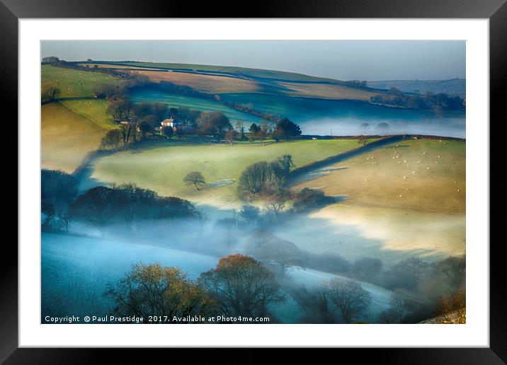 Misty Devon Landscape Framed Mounted Print by Paul F Prestidge