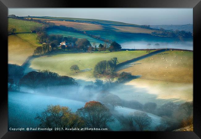 Misty Devon Landscape Framed Print by Paul F Prestidge