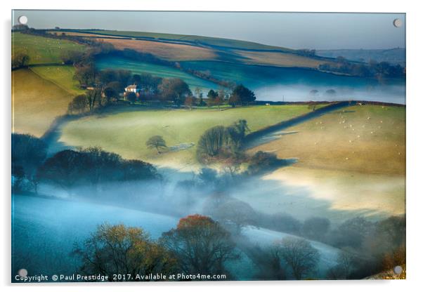 Misty Devon Landscape Acrylic by Paul F Prestidge