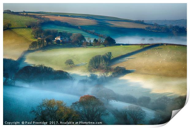 Misty Devon Landscape Print by Paul F Prestidge