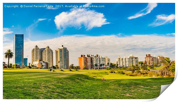 Montevideo Cityscape at Summer Time Print by Daniel Ferreira-Leite