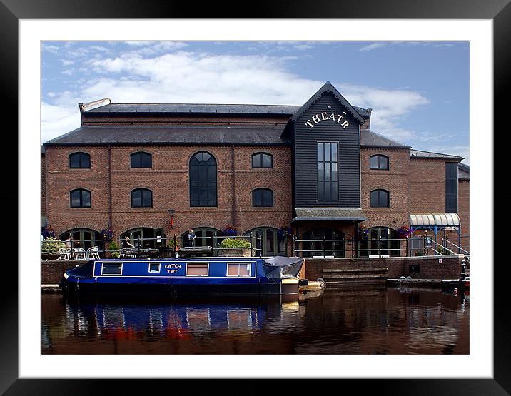 Brecon Theatre - Theatr Brycheiniog and barge Framed Mounted Print by David (Dai) Meacham