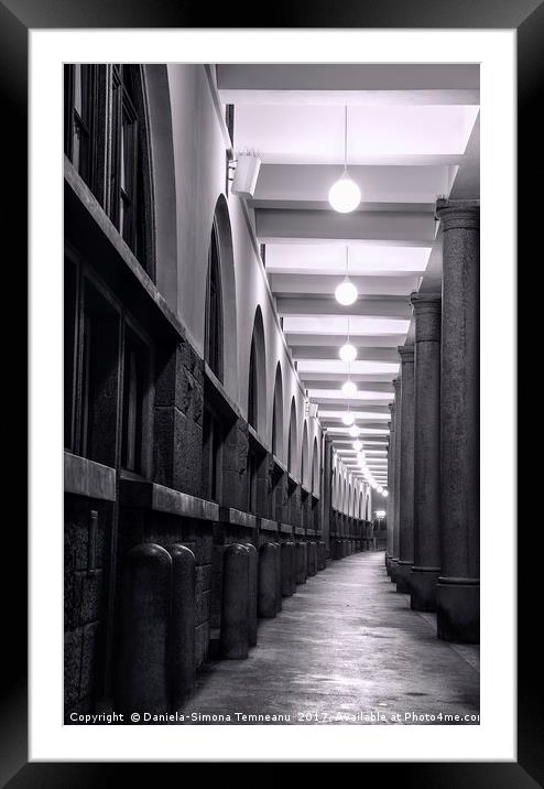 Long passage with elegant columns and lights Framed Mounted Print by Daniela Simona Temneanu