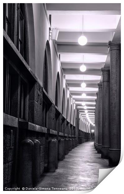 Long passage with elegant columns and lights Print by Daniela Simona Temneanu
