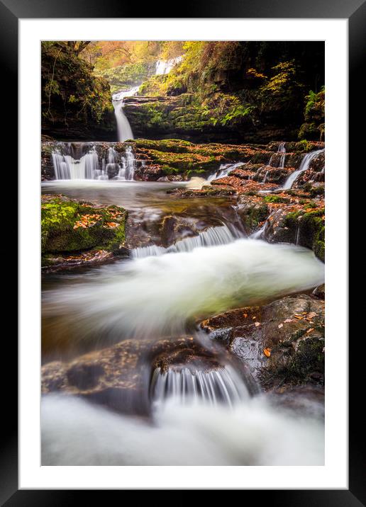 Autumn Waterfalls Wales Framed Mounted Print by Jonathan Smith