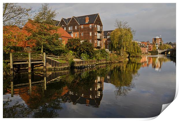 River Wensum Reflection in Norwich Print by Paul Macro