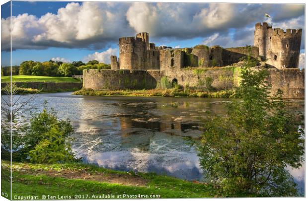 Caerphilly Castle Moat Canvas Print by Ian Lewis