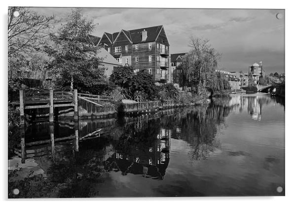 River Wensum Reflection in Norwich MONO Acrylic by Paul Macro