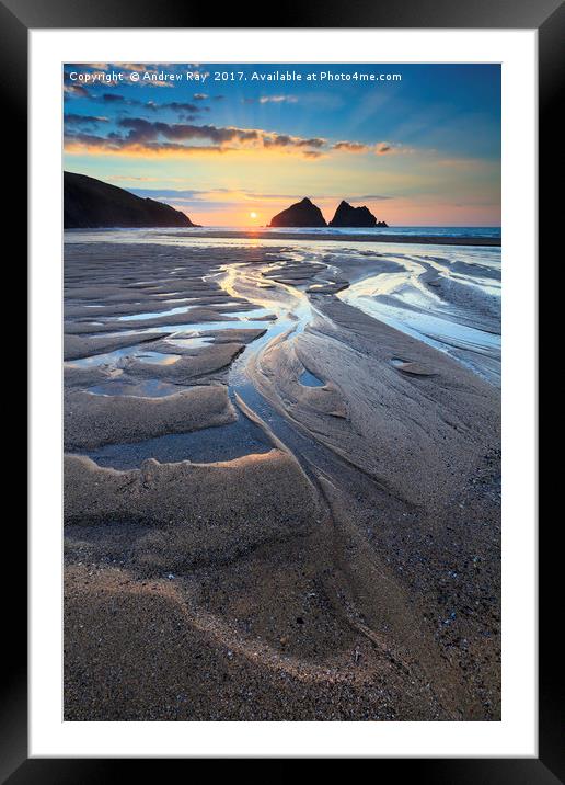 Beach Patterns (Holywell Bay Framed Mounted Print by Andrew Ray