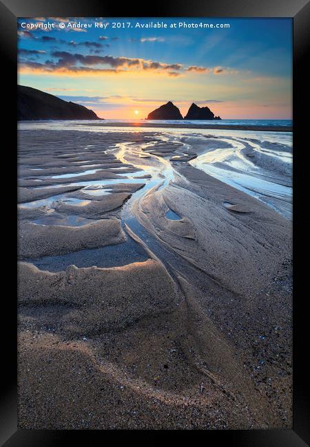 Beach Patterns (Holywell Bay Framed Print by Andrew Ray